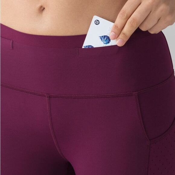 Lululemon Mind Over Miles Crop 17” Marvel Maroon Leggings Pockets Womens Size 6 - Picture 5 of 11